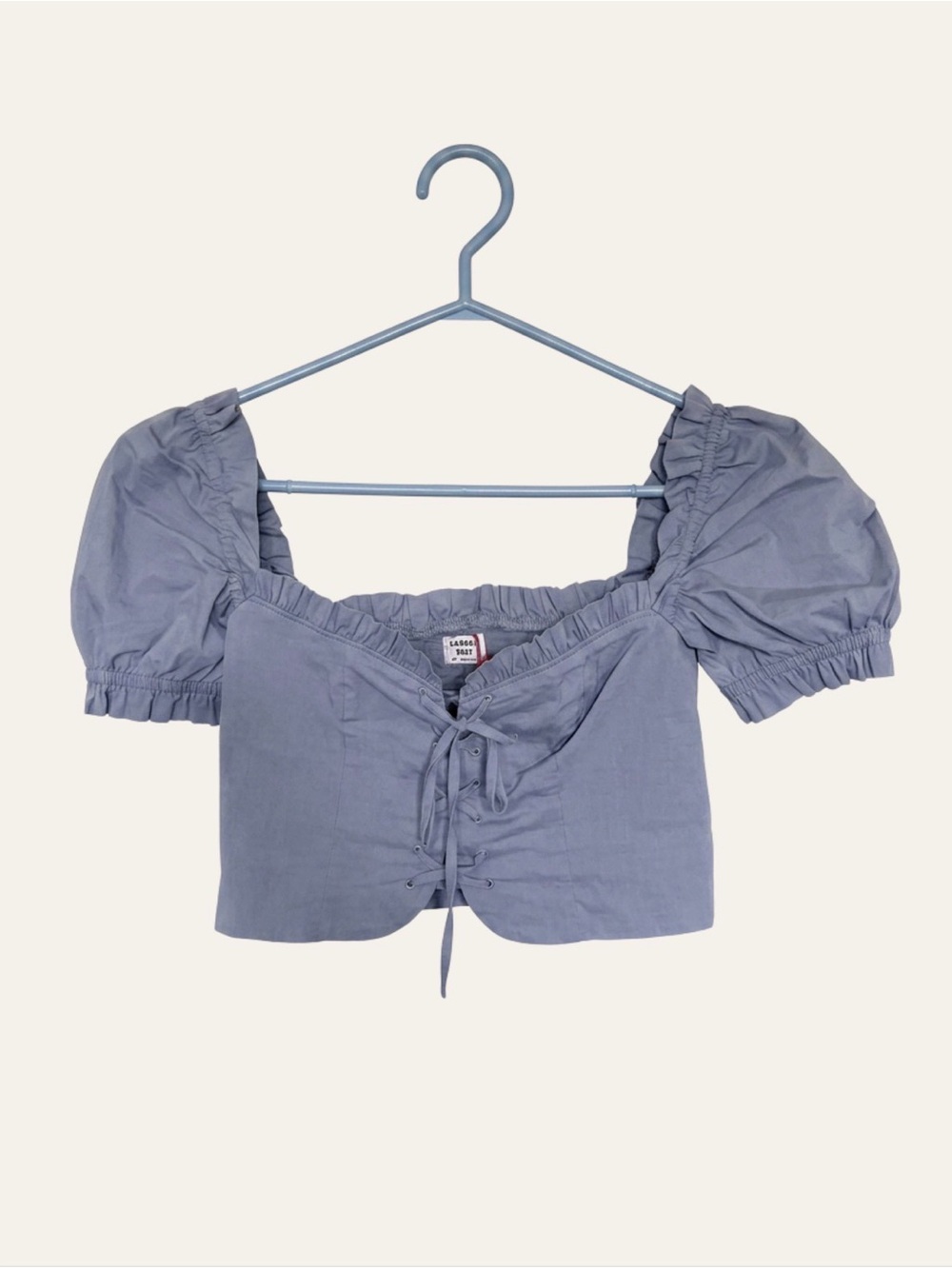 Sunday Best Puff Sleeve Lace-Up Crop Top